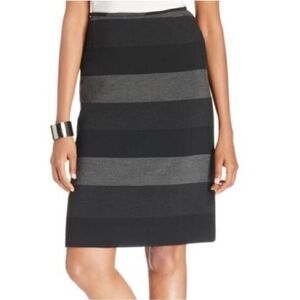 Tahari Arthur S. Levine Black and Gray Stripe Lined Pencil Skirt